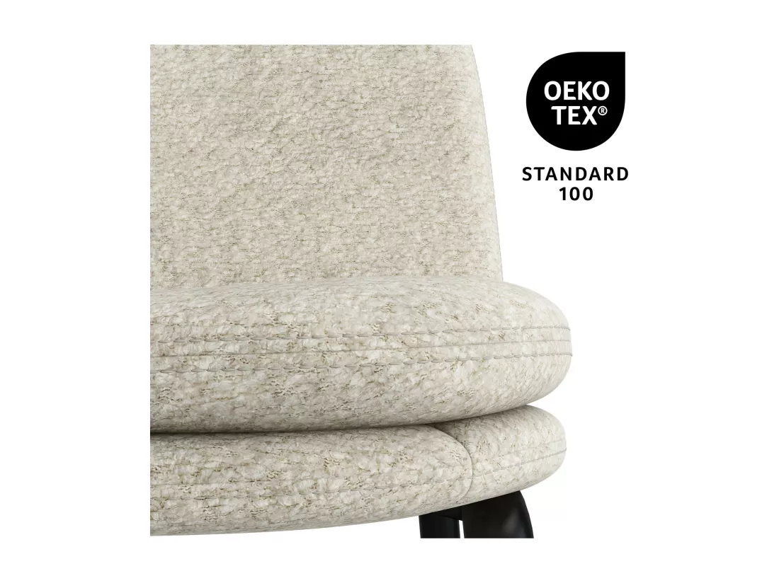 NOLAN-Chaise de bar en tissu Bouclé Lin et métal noir (x2)