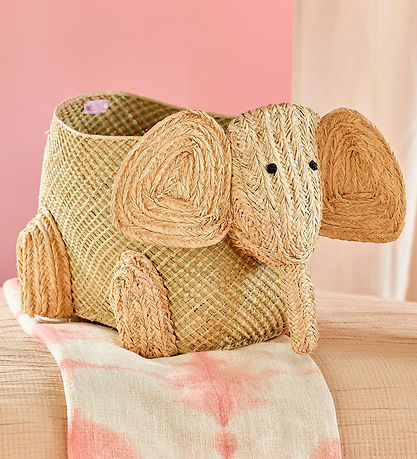 Rice Opbevaringskurv - Raffia/S?gr?s - Stor Elefant - Natur