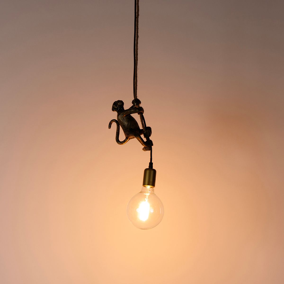 Klassieke hanglamp goud met touw - Animal Monkey
