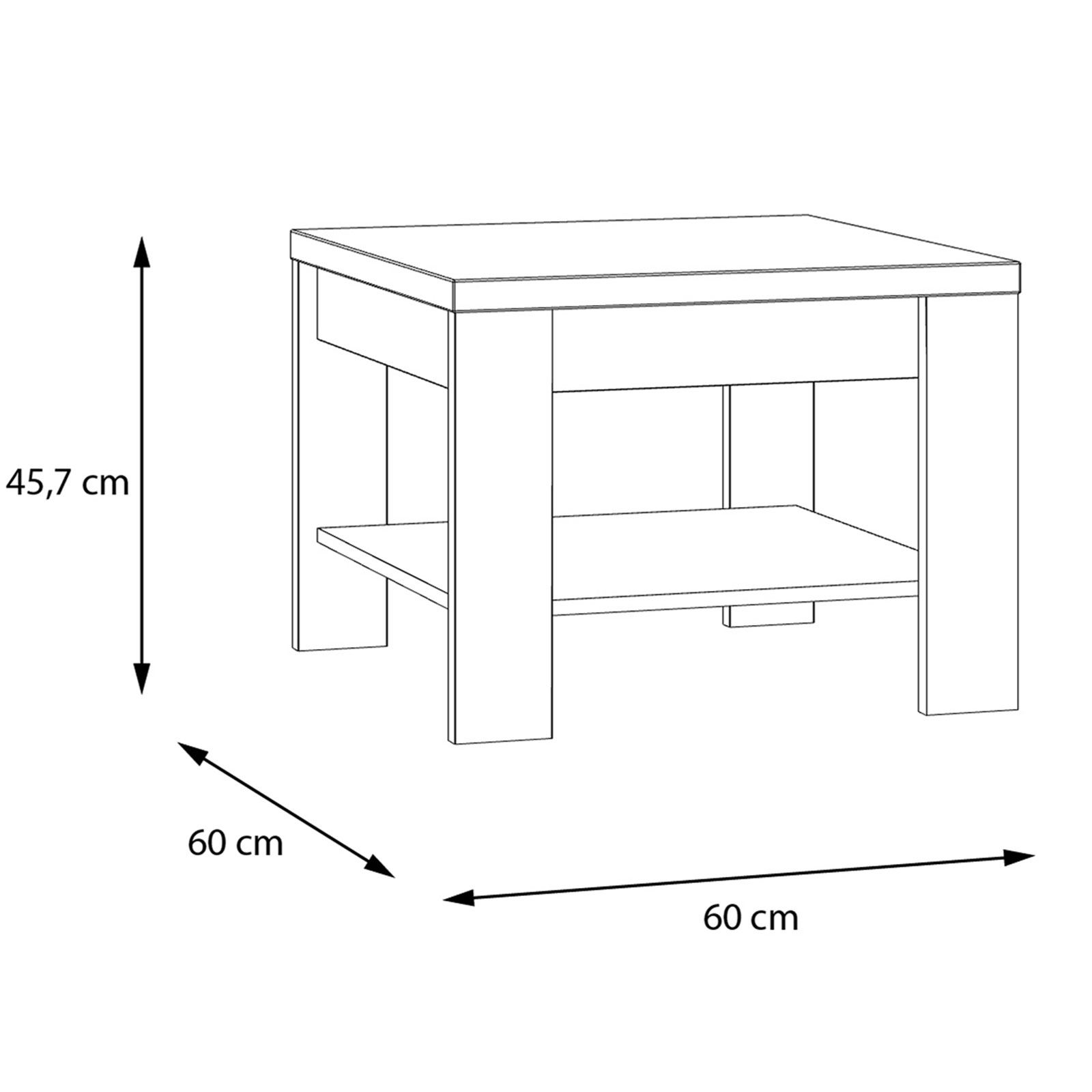 Couchtisch - Eiche grau - Riviera Eiche - 60 cm
