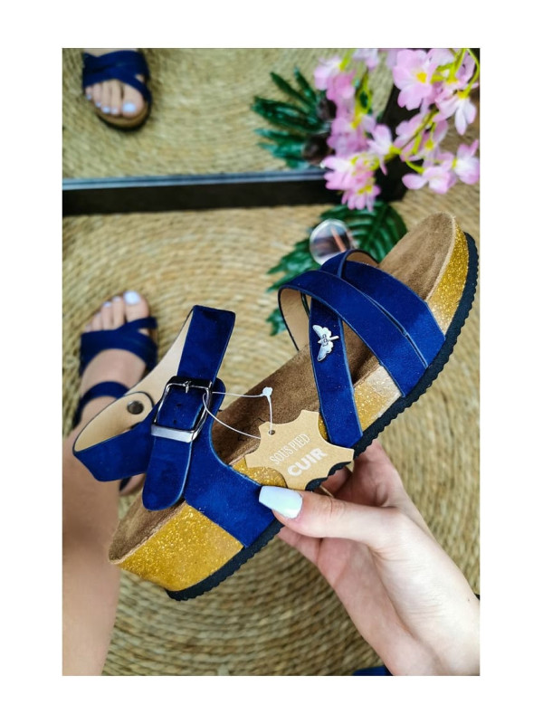 Sandales Cuir Marlène Marine - Les Petites Bombes