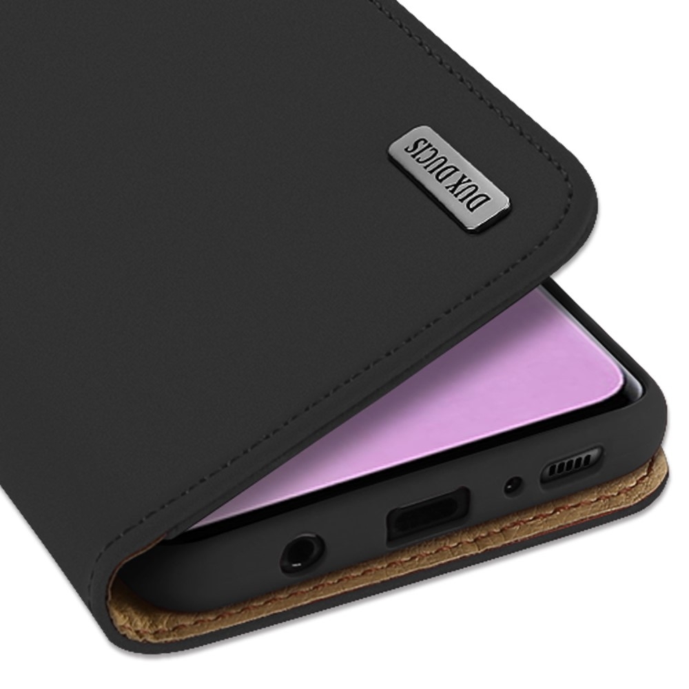 Samsung Galaxy S10 Flip Wallet Cover Echtleder Tasche Wish Series - Schwarz
