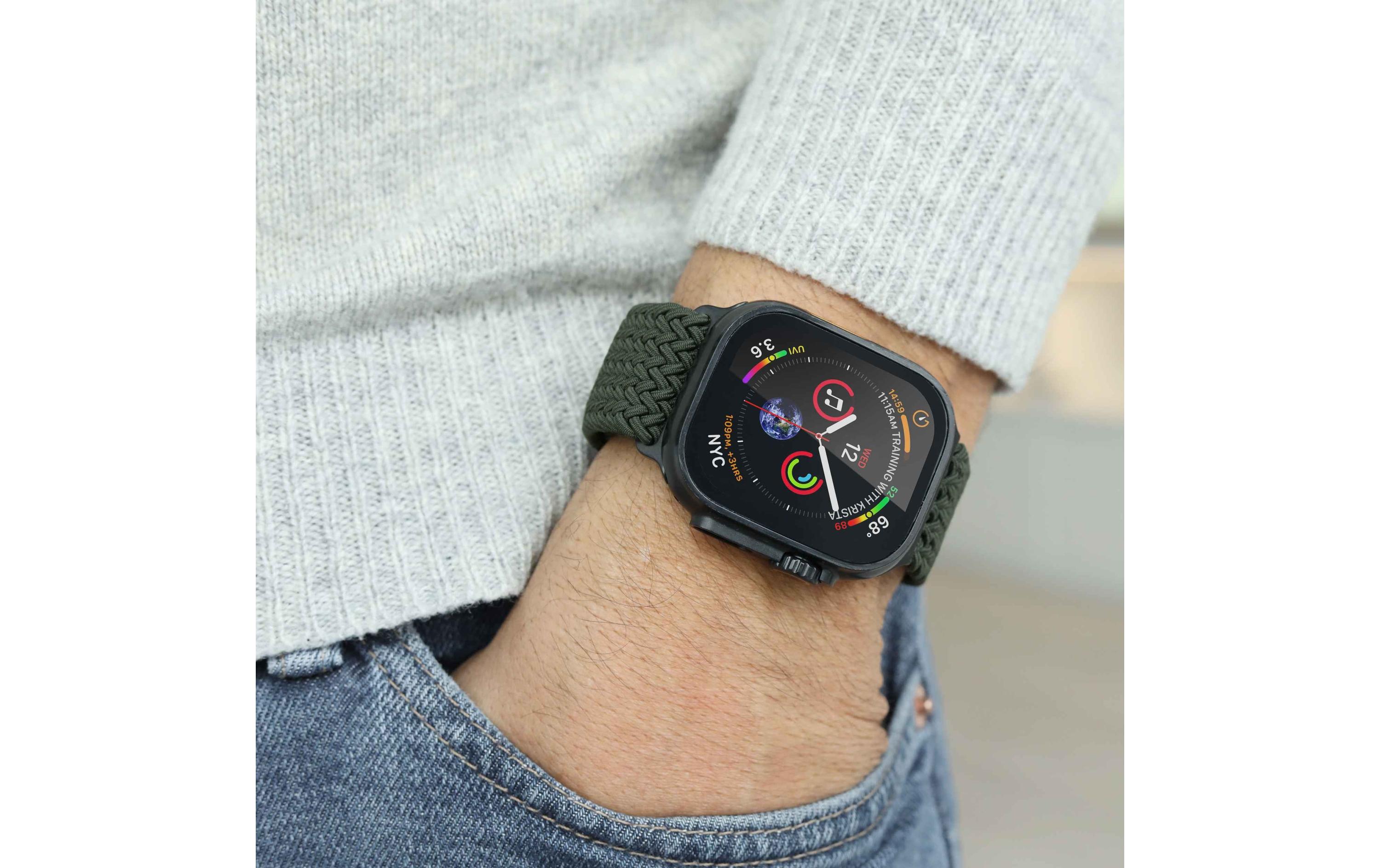 Armband Woven Loop Apple Watch 44/45/46/49 mm Olive BlackArmband für Apple Watch 44/45/46/49 mm