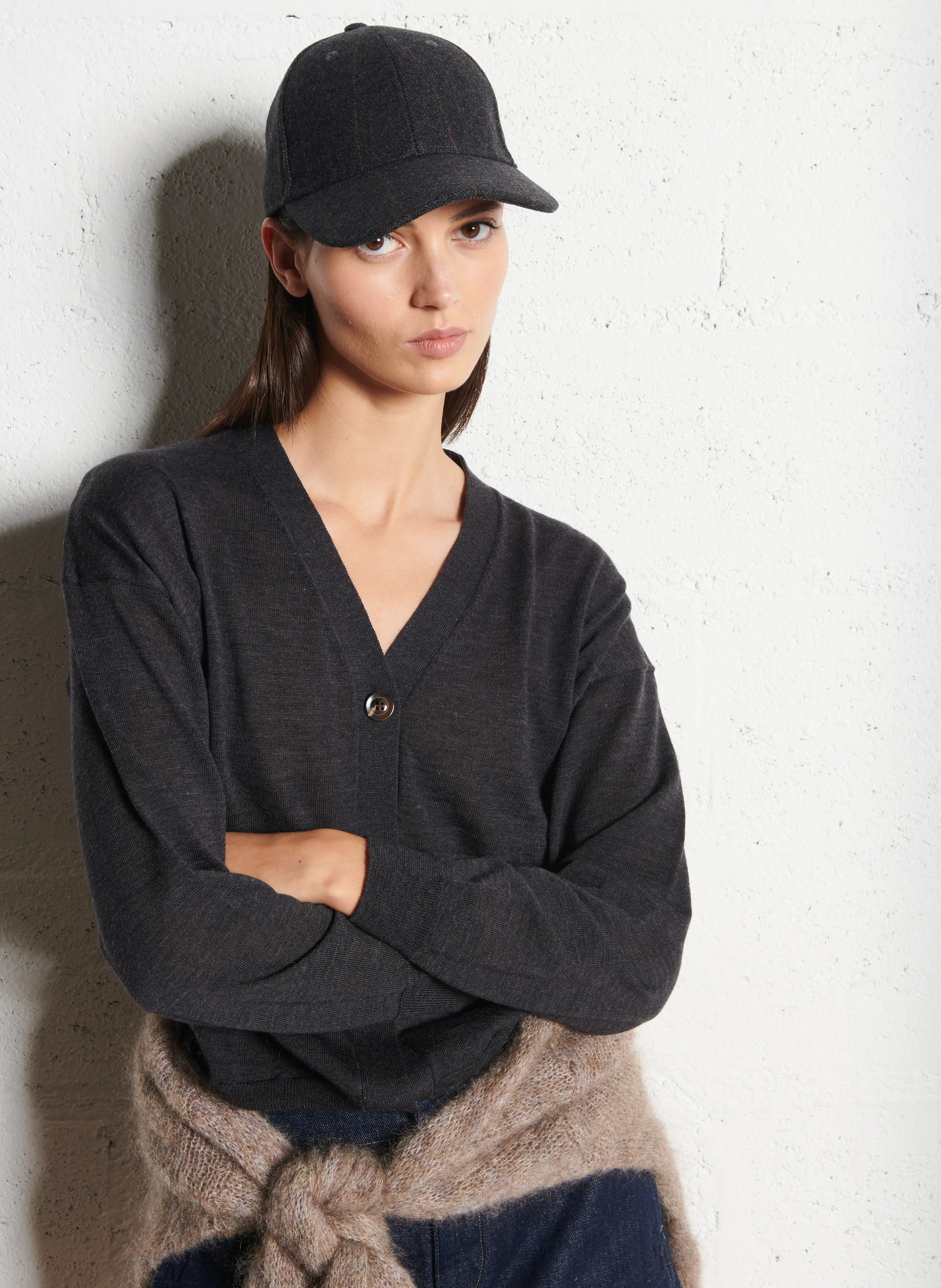 IDEM - Cardigan à col V en laine| Gris