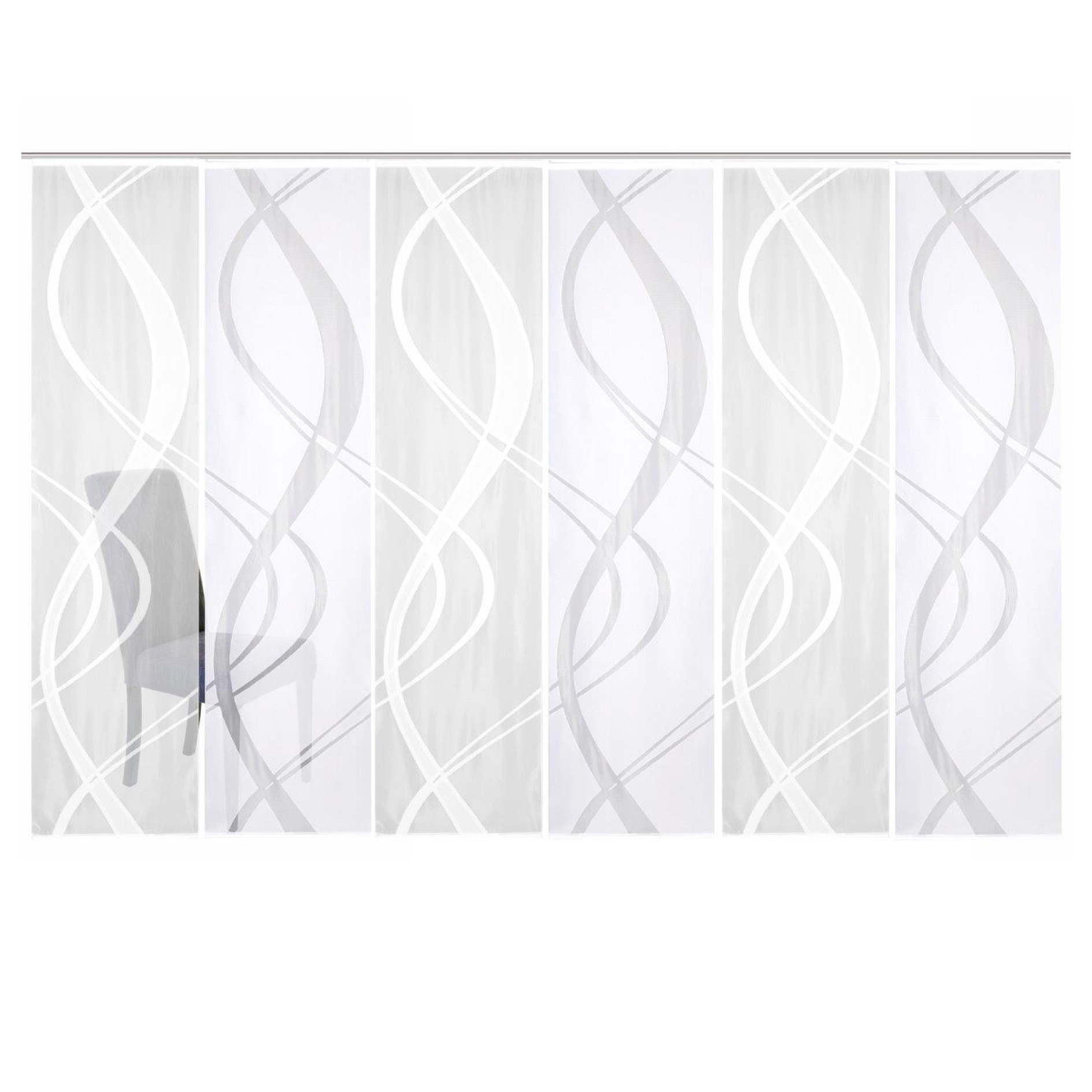 6-teiliges Schiebevorhang-Set TIBASO - transparent-weiß - je 57x245 cm