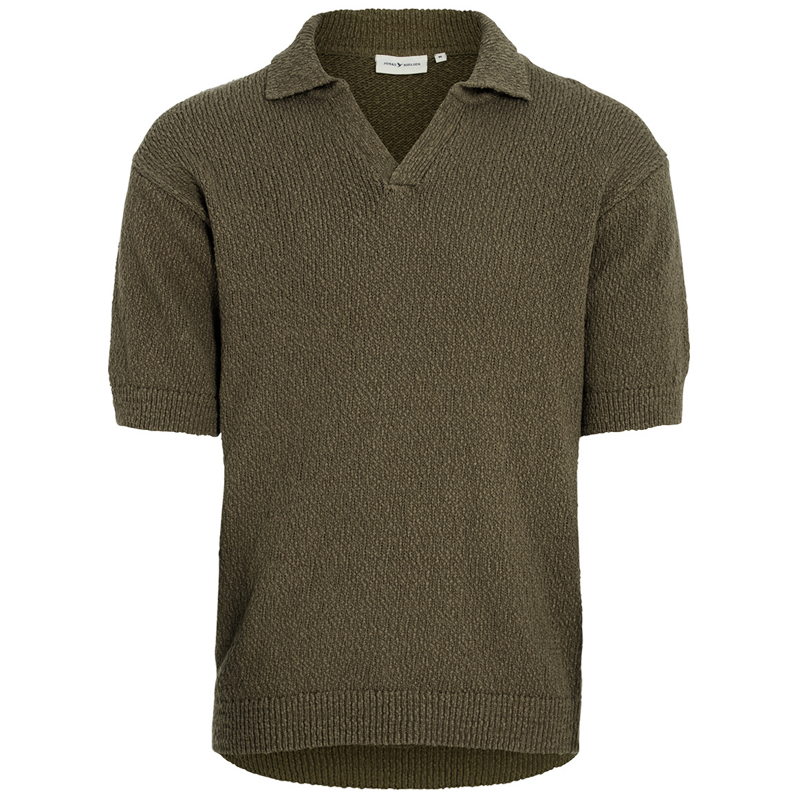 Jonas Nielsen Herren Strick-Poloshirt in Unifarben oliv