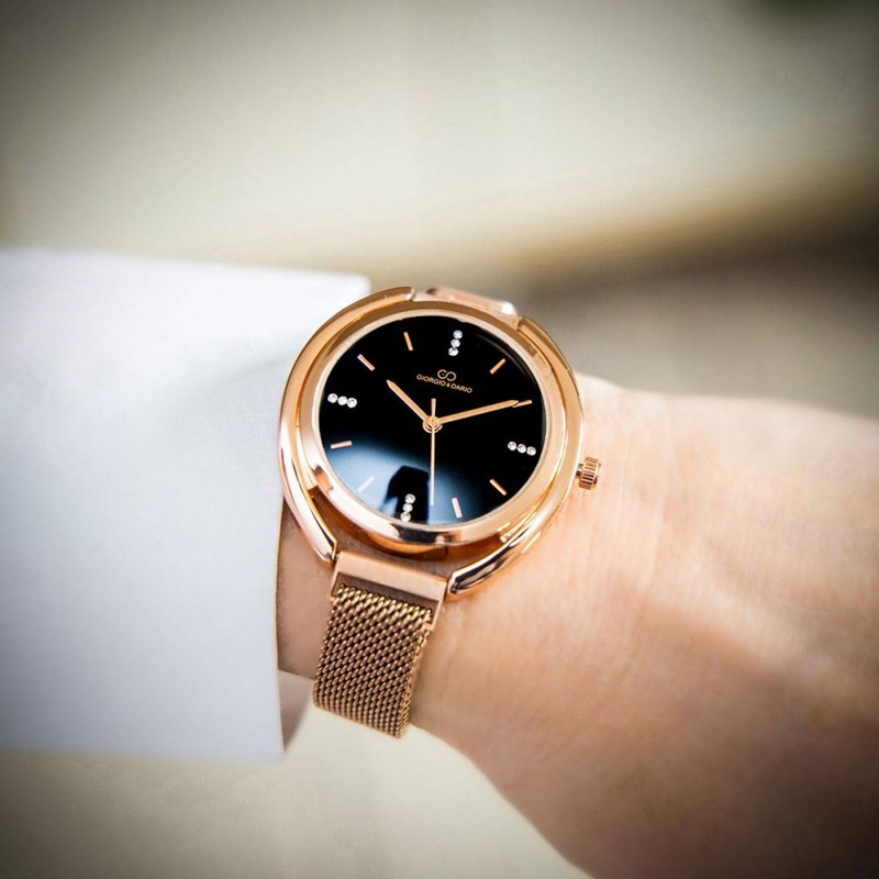 Coffret montre Femme GIORGIO bracelet Acier Rose Métal