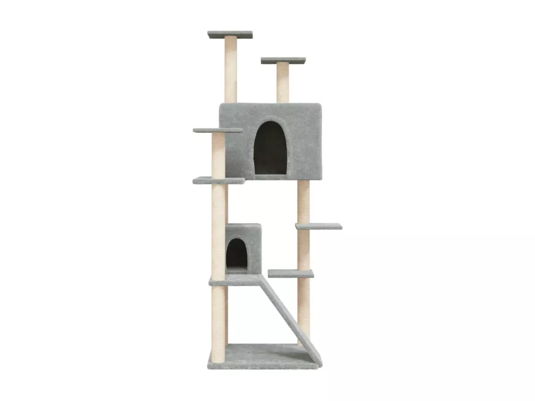 Arbre à chat avec griffoirs en sisal Gris clair 153 cm