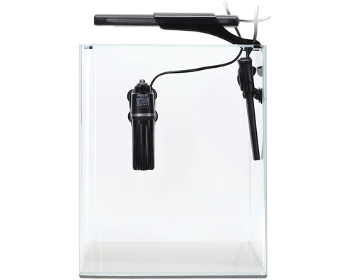 OptiBent 30 zwart aquarium, 29 l met LED-verlichting, verwarming, binnenfilter en bodem, wit glazen nano-aquarium