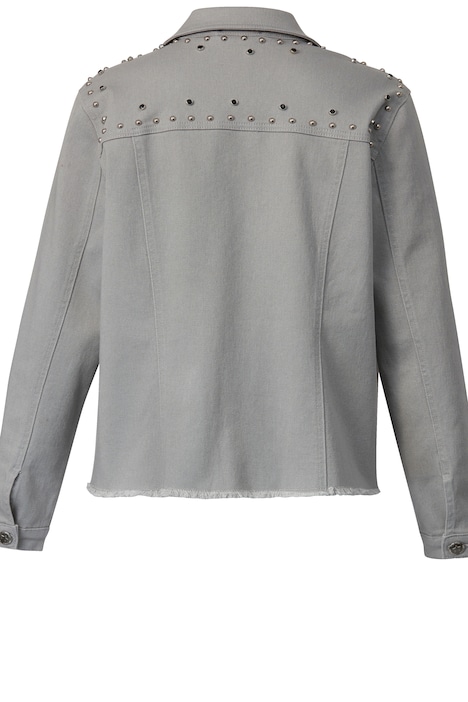 Jeansjacke, Ziernieten, Hemdkragen, Langarm