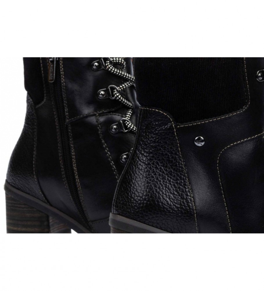 Botas de cano curto Pikolinos Pompeya em couro preto - Altura do salto: 8,5 cm -