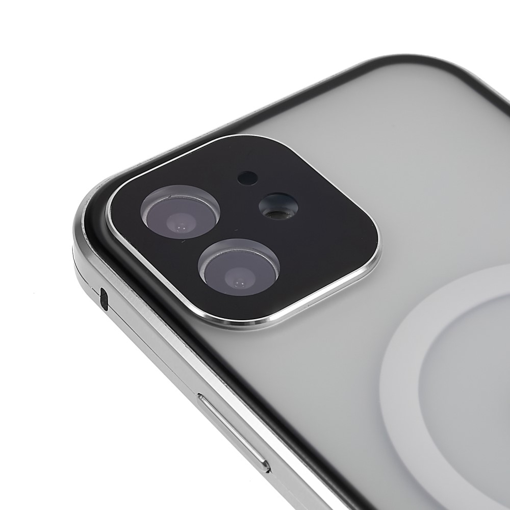 iPhone 12 MagSafe Magnetische Alu Schutzhülle mit Panzer Glas Backcover   Display- / Kameraglasschutz (Magnet-Technologie) - Silber