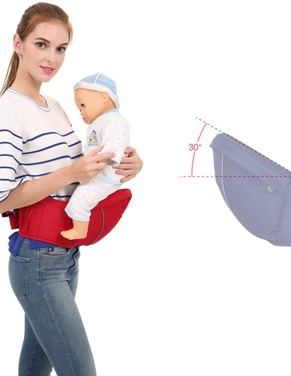 Baby Hüftsitz Ergonomische Hüfttrage Tragesystem mit Netztasche (4-15 kg) - Dunkelblau