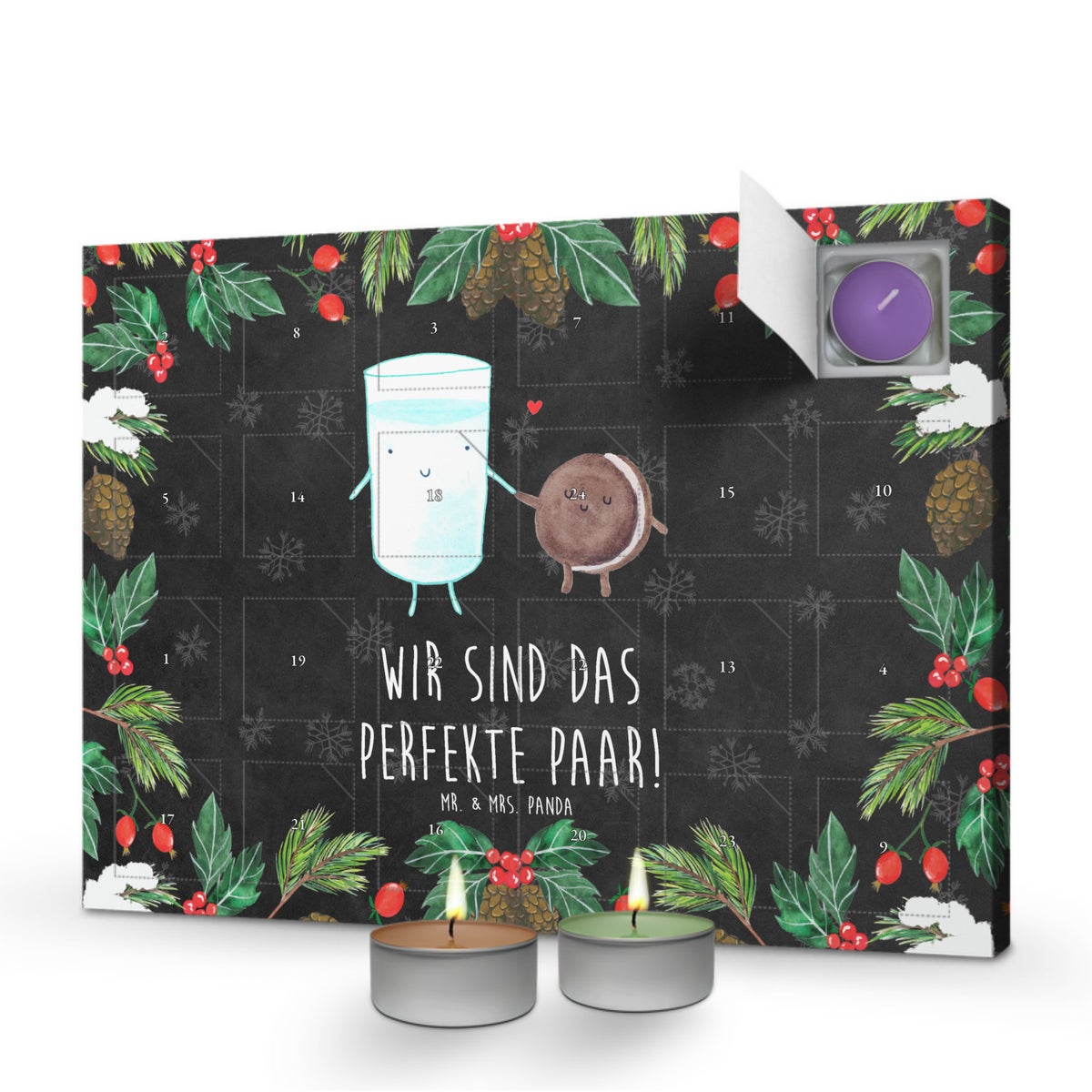 Mr. & Mrs. Panda Geurkaars Adventskalender Melkkoekje - Zwart