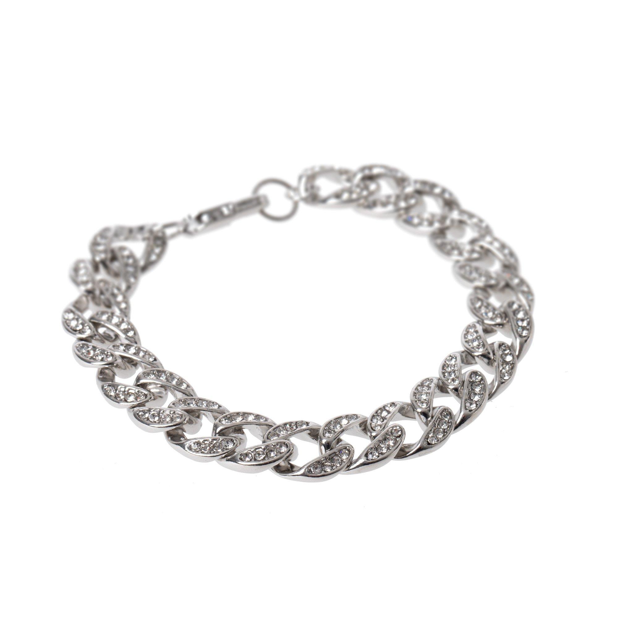 Fabric Crystal Curb Chain Bracelet