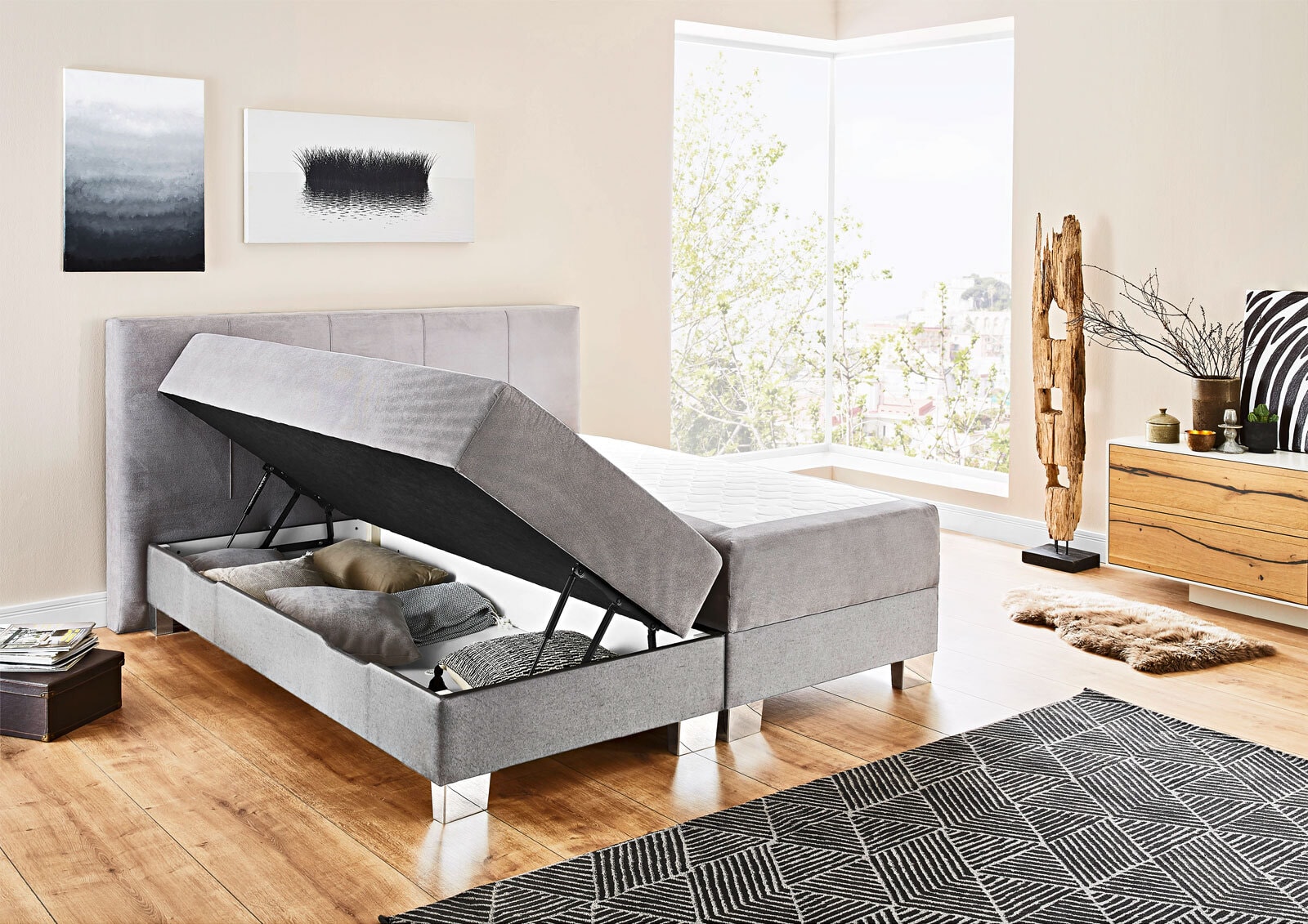 Boxspringbett RIVERSIDE 140 x 200 cm grau