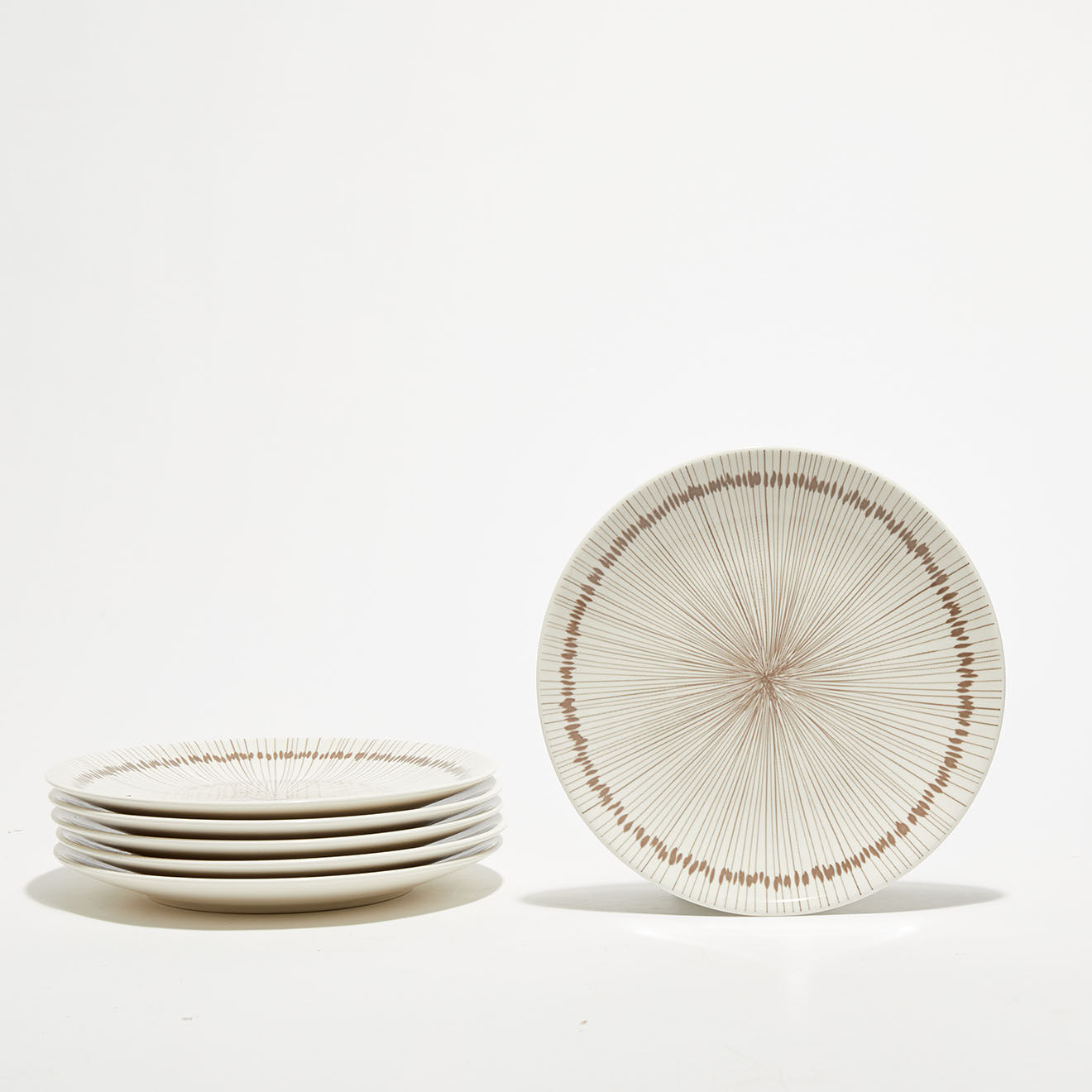 Pomax 6 Assiettes à dessert en Porcelaine Jupon gris/beige - D.22 cm