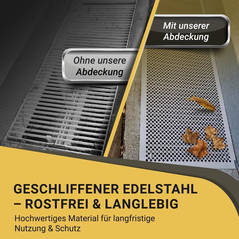 Lichtschachtabdeckung Edelstahl – Mit Insektenschutz - Verschiedene Muster - Rostfrei & langlebig – Begehbar – Einfache Montage – Hochwertiges Design & Funktion – Made in Germany