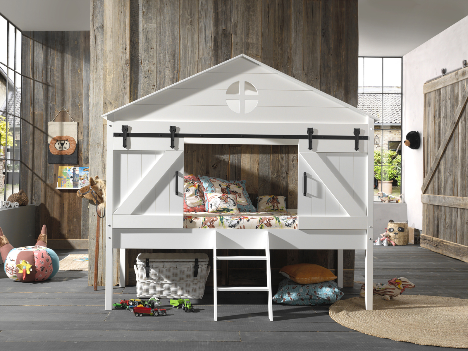 Halbhohes Bett BARNIE - weiß - 90x200 cm