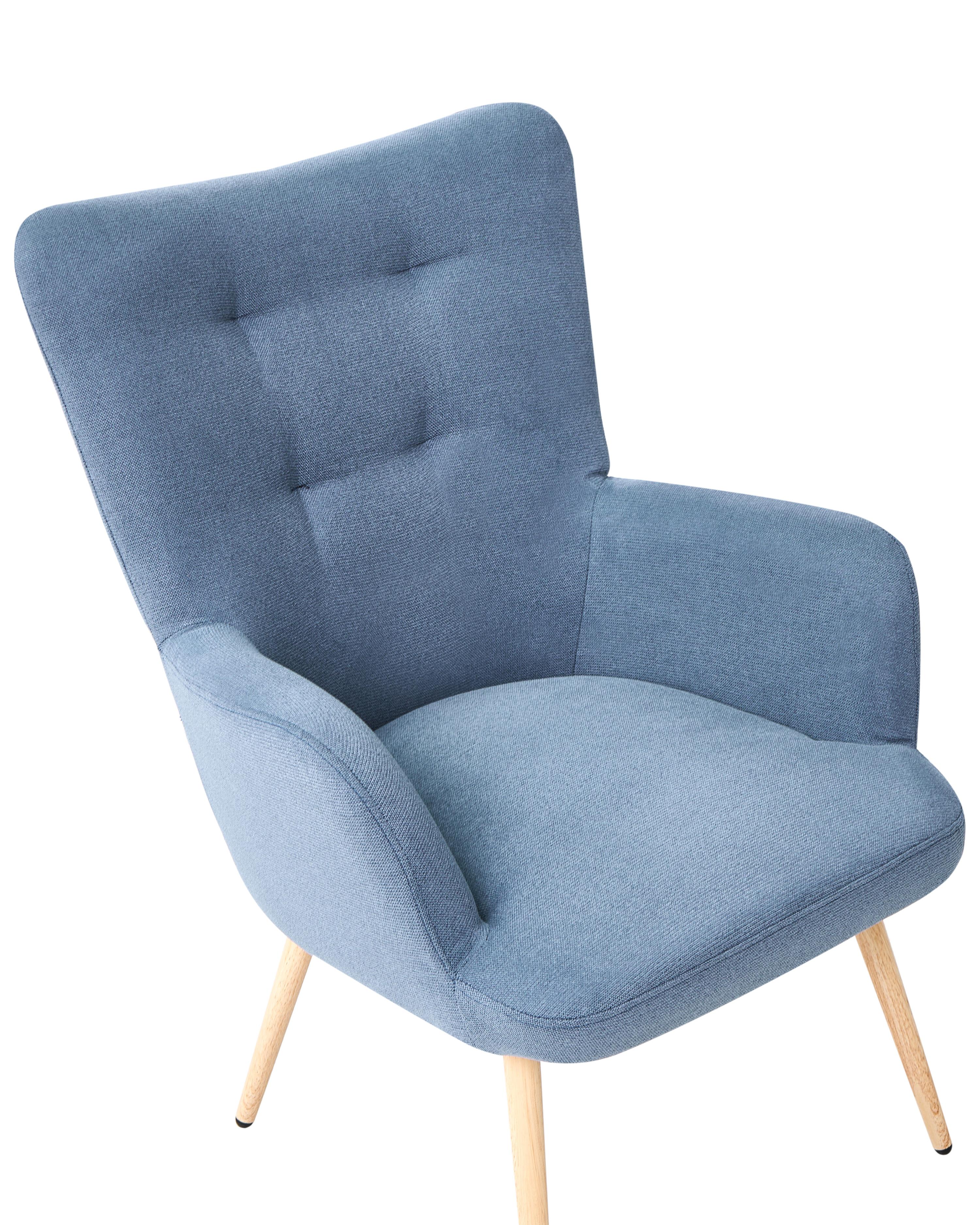 Oorfauteuil VEJLE met voetenbank Stof Donkerblauw
