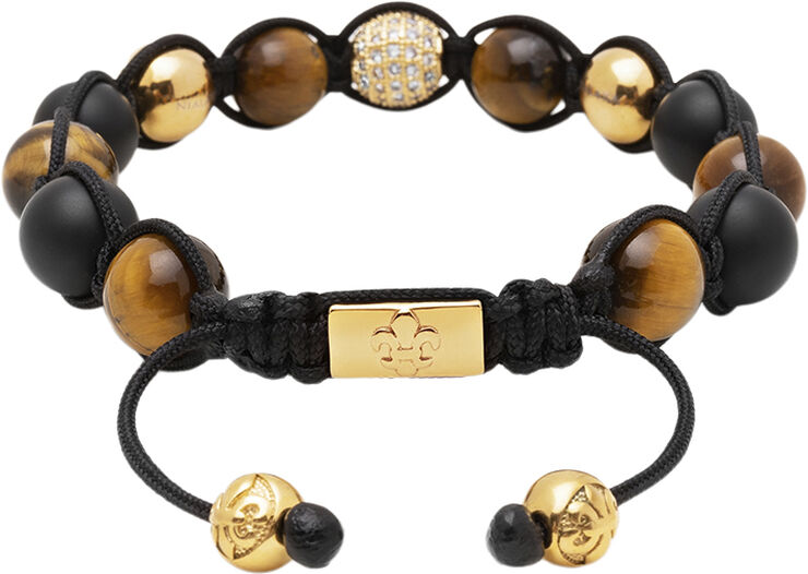 Nialaya Men's Beaded Bracelet with Matte Onyx, and Brown Tiger Eye Multi