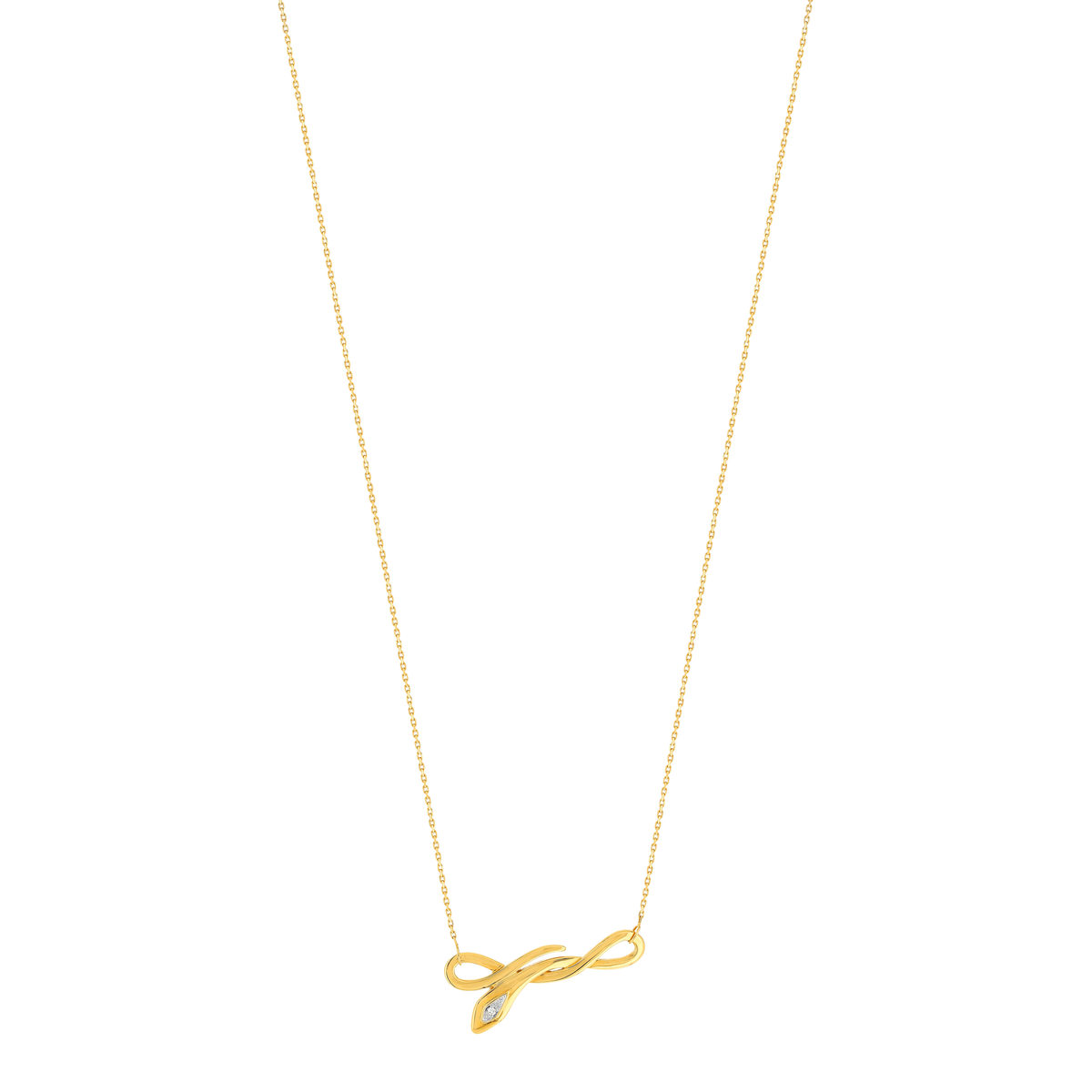 Collier or 375 2 tons serpent diamant 42 cm