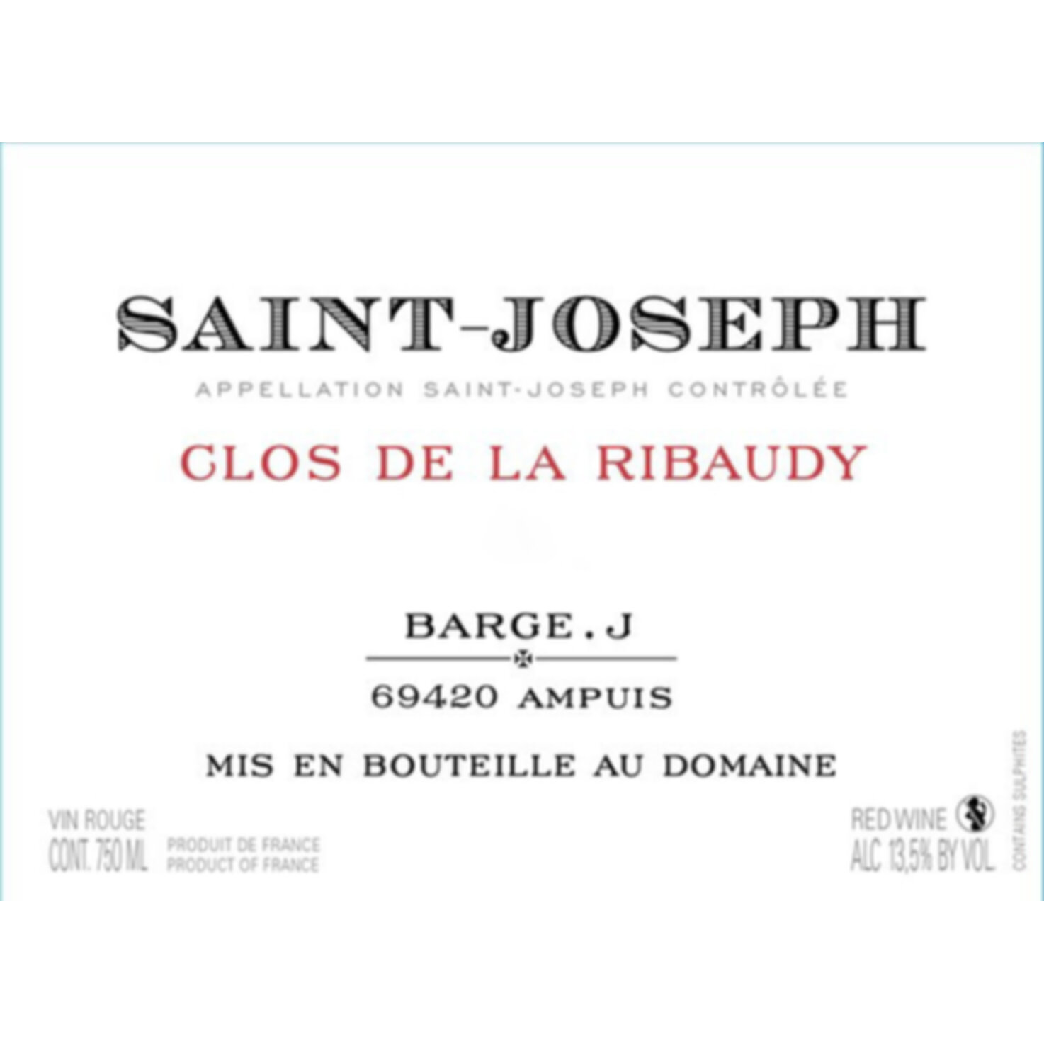 Saint-Joseph AOP Clos de la Ribaudy, Julien Barge 6x 75cl -6x 75cl