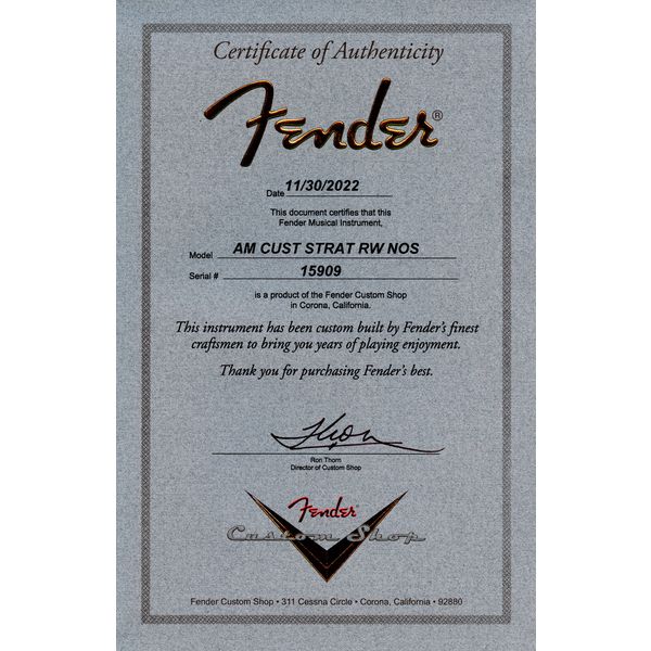 Fender American Custom Strat RW C3CSB