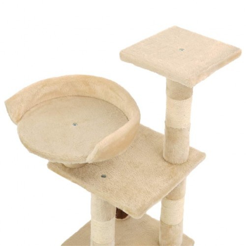 Arranhador bege para gatos com sisal.