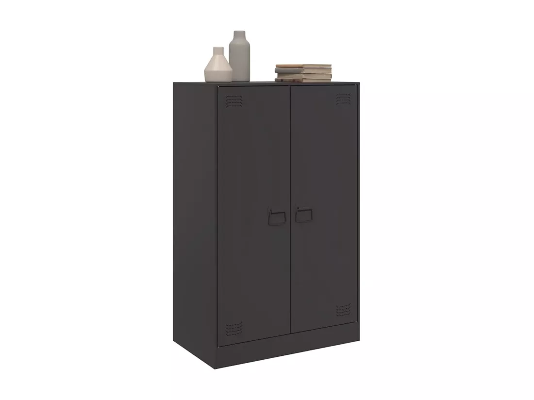 Buffet noir 67x39x107 cm acier