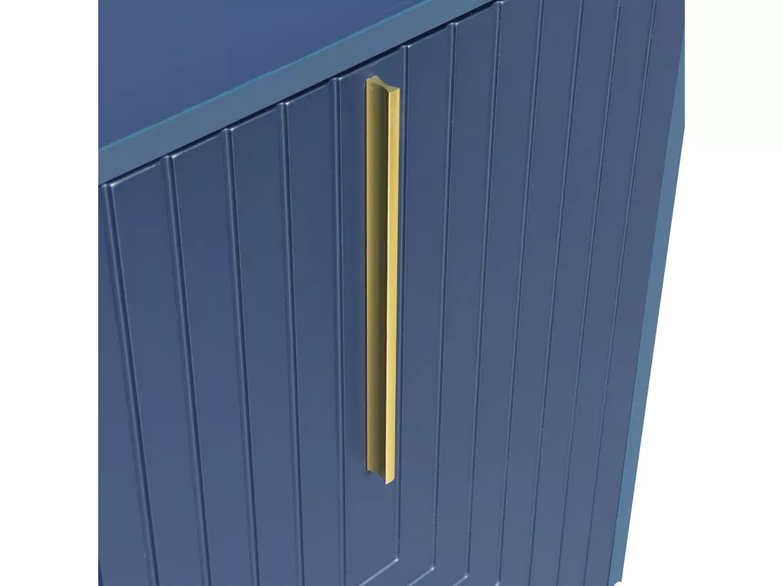Buffet moderne avec étagères réglables - 3 portes à motif de U - poignées et base en métal - Bleu