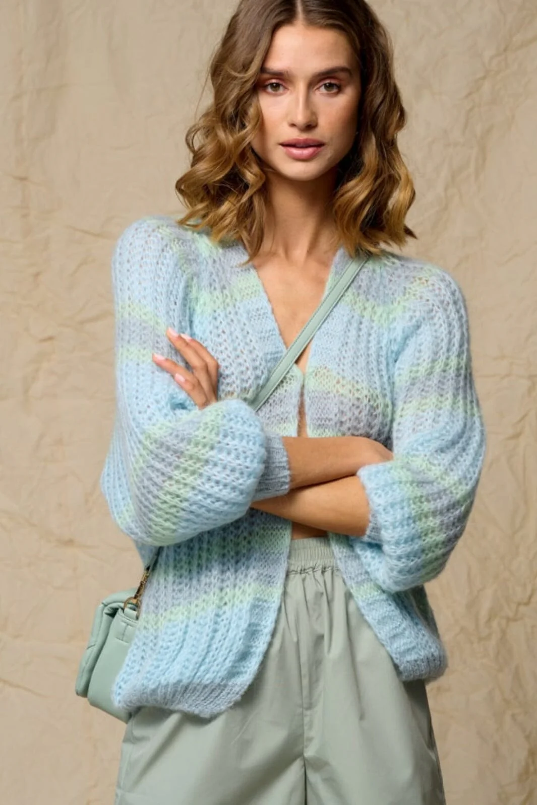 Noella Vera Knit Cardigan light blue blue mint mix