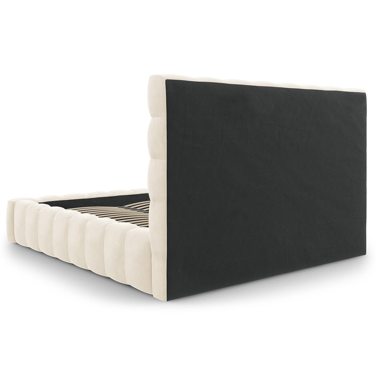Cosmopolitan Design Lit avec coffre de rangement Bali Velours beige clair - 180x200 cm