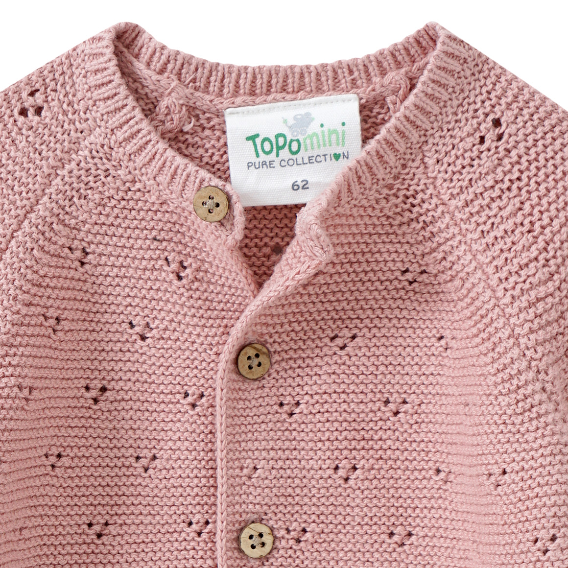 Topomini Pure Collection Newborn Strickjacke mit Ajour-Muster altrosa