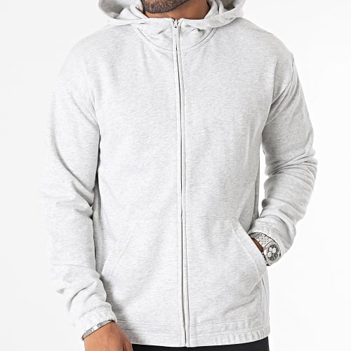 Sweat Zippé Capuche 3J401 Gris Chiné
