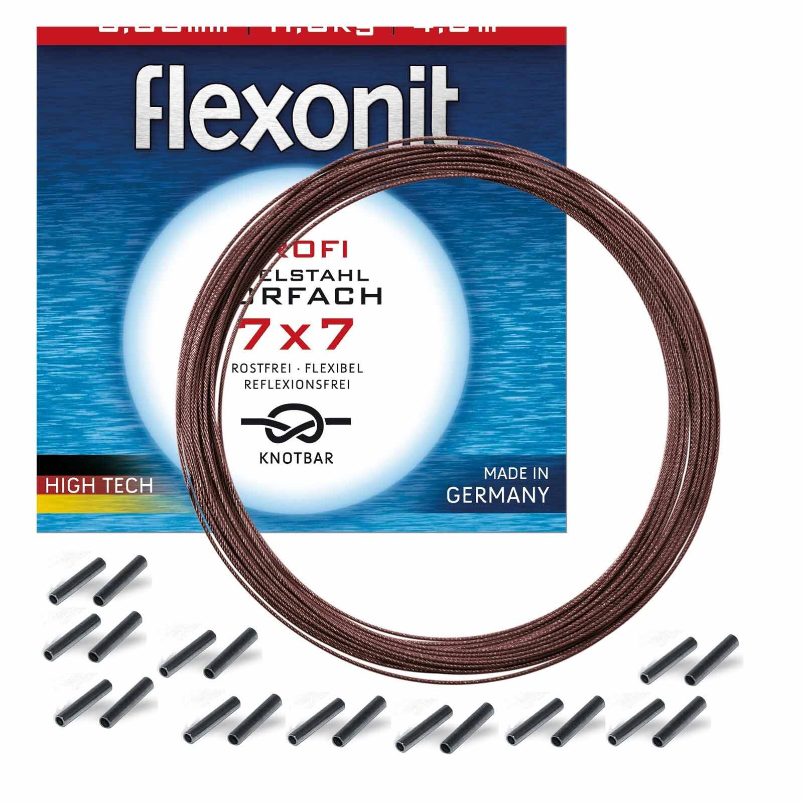 Flexonit 7x7 Stahlvorfach 0,27mm + passende Quetschhülsen komplett Angelset