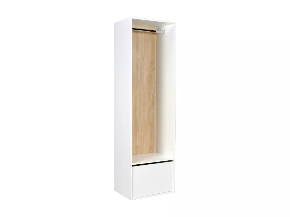 Dressing d'angle modulable - L242,5 cm - Blanc et naturel - TAMOKA