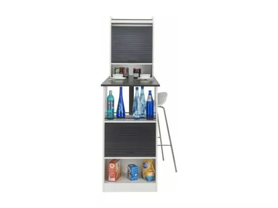 Table de cuisine et 2 Meubles de rangement Blancs - Coloris: Noir