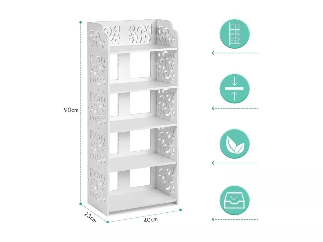 Armoire à Chaussures à 5 Niveaux,Meuble à Chaussures Étagère de Rangement Pratique,23x40x90cm - Blanc