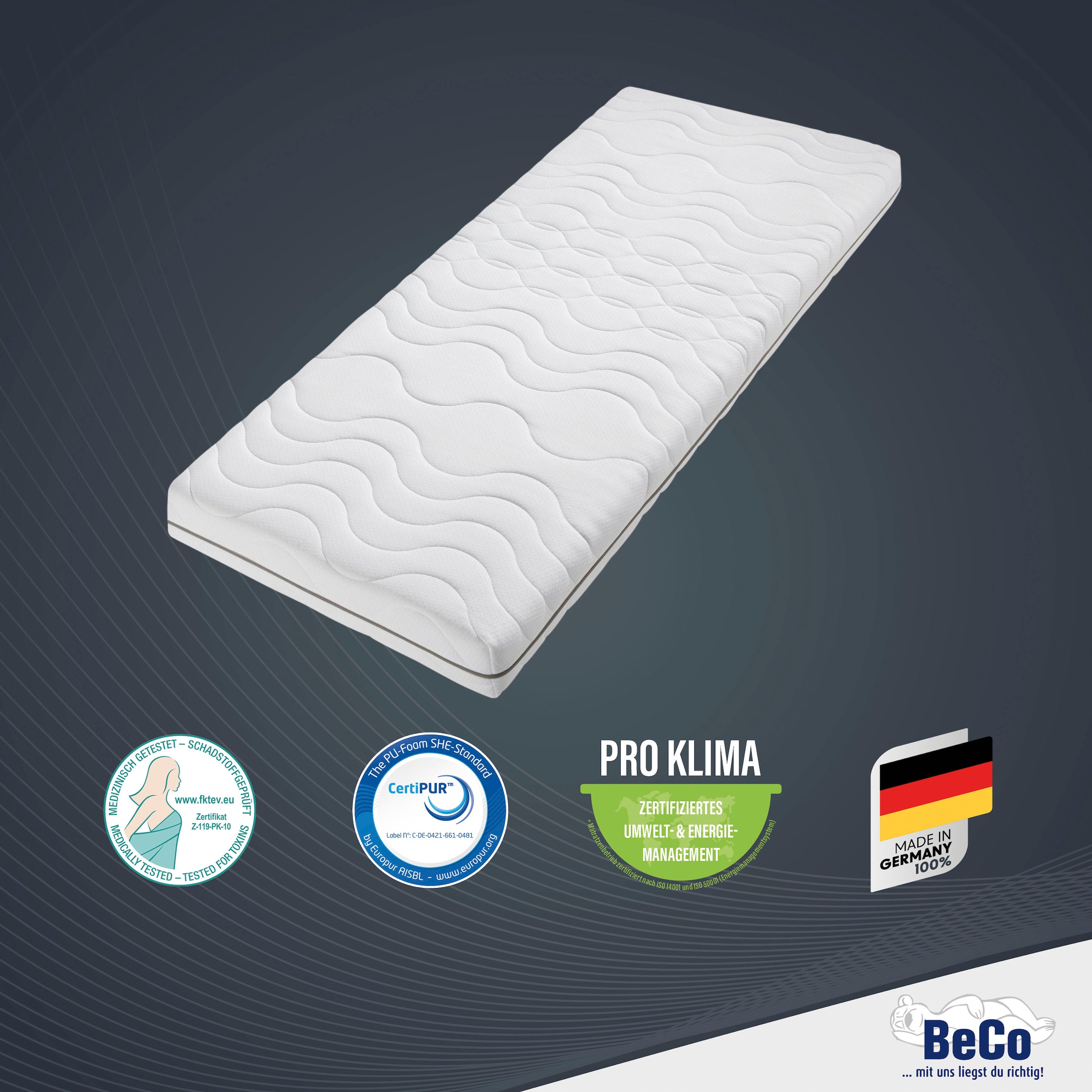 Beco Visco-Matratze »Nightstyle Visko Matratze 90x200, 100x200, 140x200 cm« 17 cm hoch Raumgewicht: 28 kg/m³ 1 Stk. tlg. Matratze, 90x200 cm (H3) von Stiftung Warentest getestet