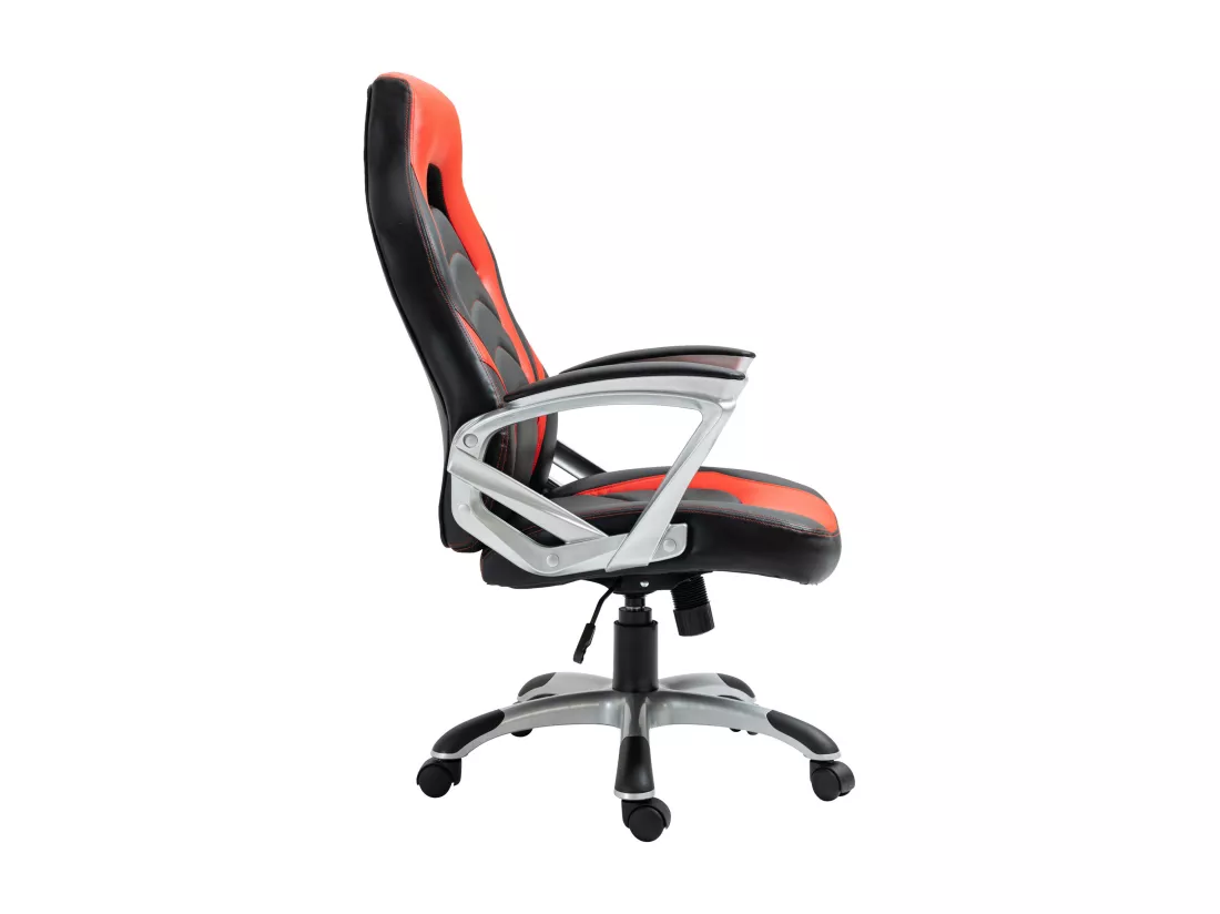 Chaise de bureau - Similicuir & Plastique - Noir / Rouge - Foxton