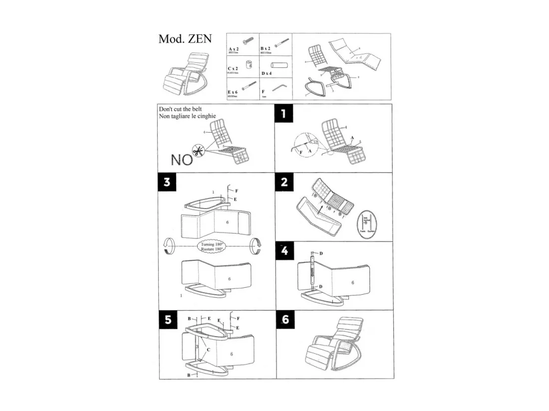 Fauteuil relax à bascule avec repose-pieds réglable mod. ZEN BLANC par Yelloo
