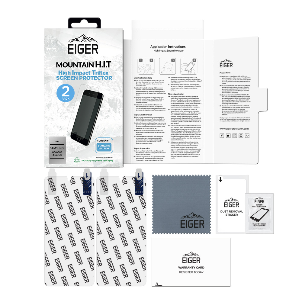 (2er Set) Samsung Galaxy S23 FE / A54 5G Mountain H.I.T High Impact Triflex Panzerglas 2.5D Displayschutz Case Friendly (EGSP00886)