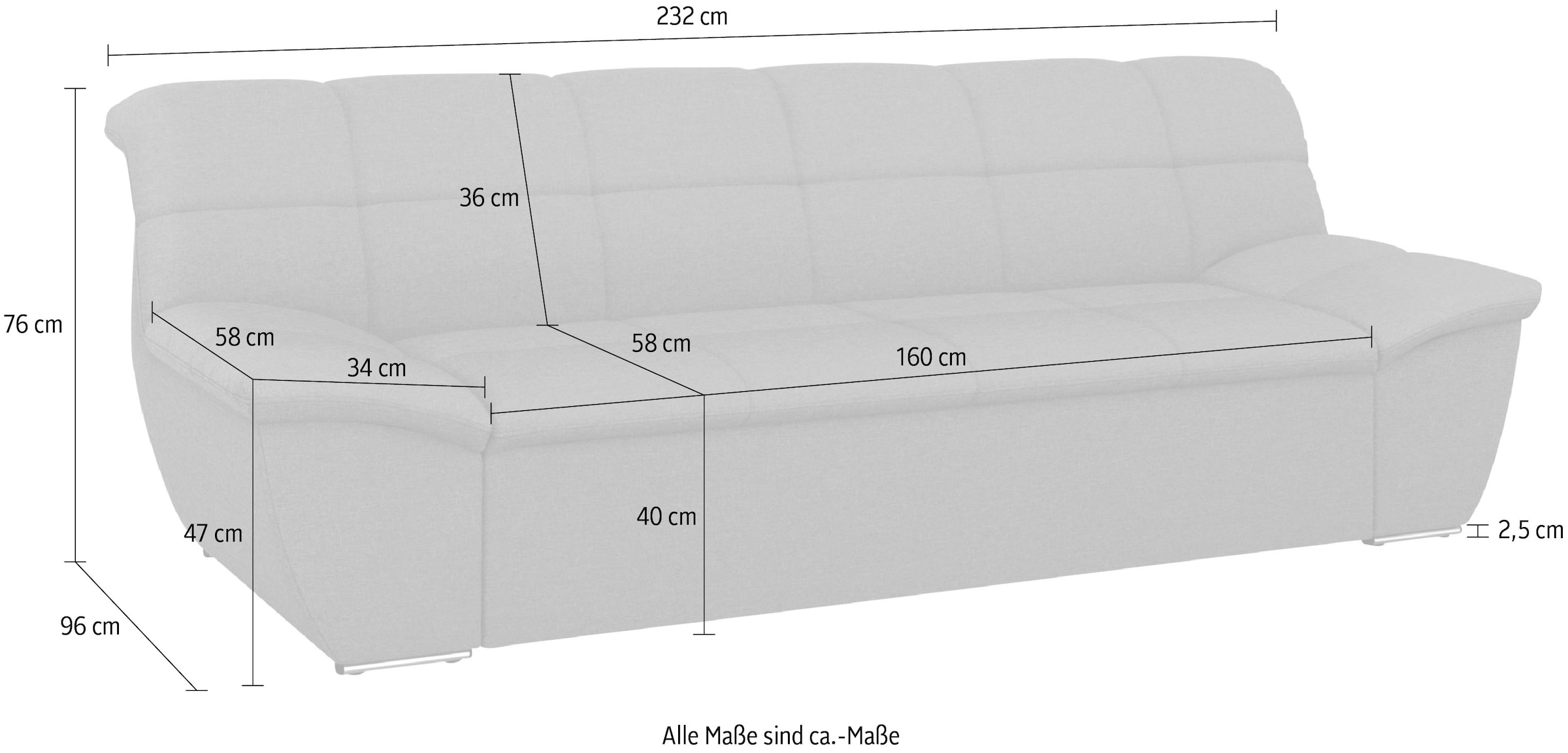 DOMO collection 3-Sitzer »Splash, moderne Steppung im Sitz und Rücken, komfortabel,« flache Armlehnen zum Entspannen