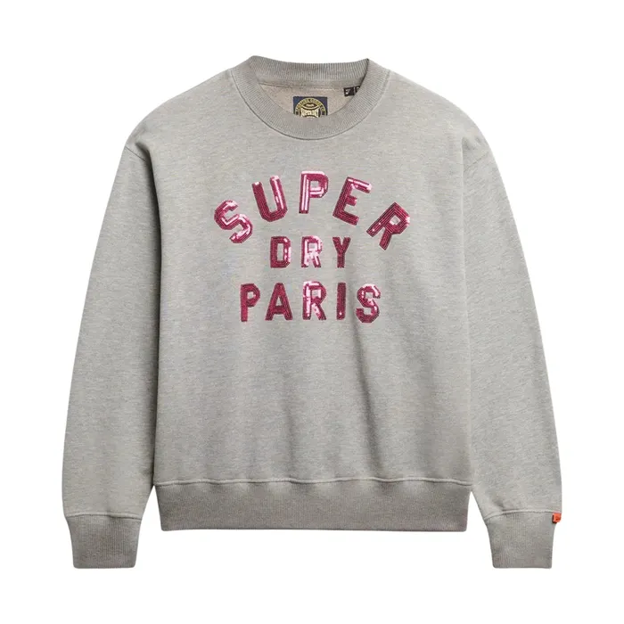 Superdry Embellished Varsity Loose Crew Sweater Dames