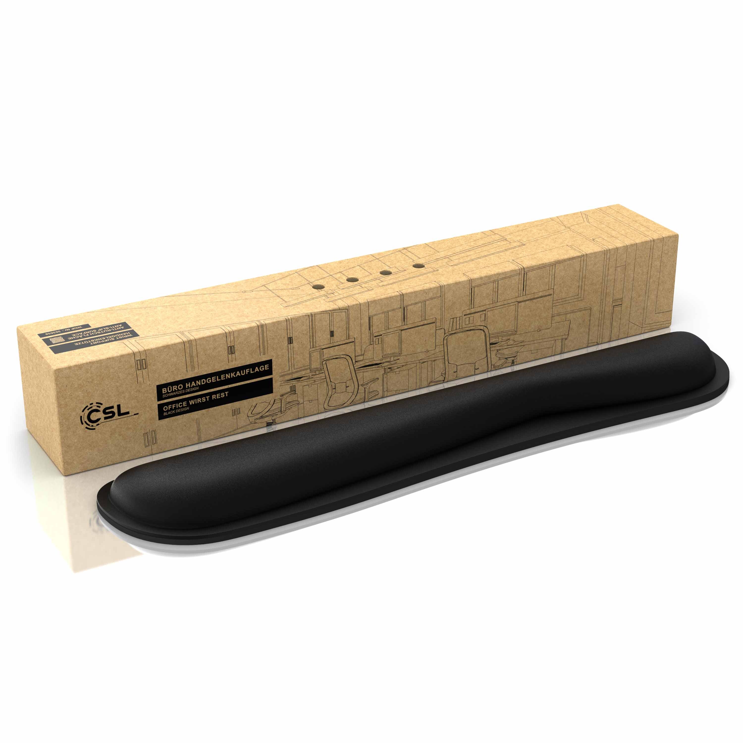 CSL Handgelenkauflage Tastatur Keyboard - Handballenauflage Handgelenkschoner - Maus und Tastatur - ergonomische Haltung - 43 cm - atmungsaktiv