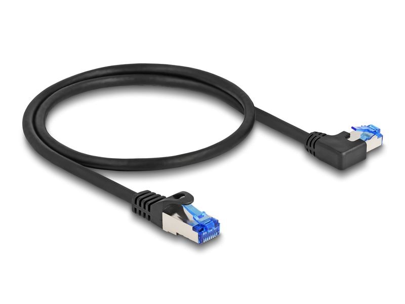 Delock Patchkabel links gewinkelt Cat 6A, S/FTP, 0.5 m, Sch Delock RJ45 Netzwerkkabel Cat.6A S/FTP gerade / links gewinkelt 0.5 m schwarz