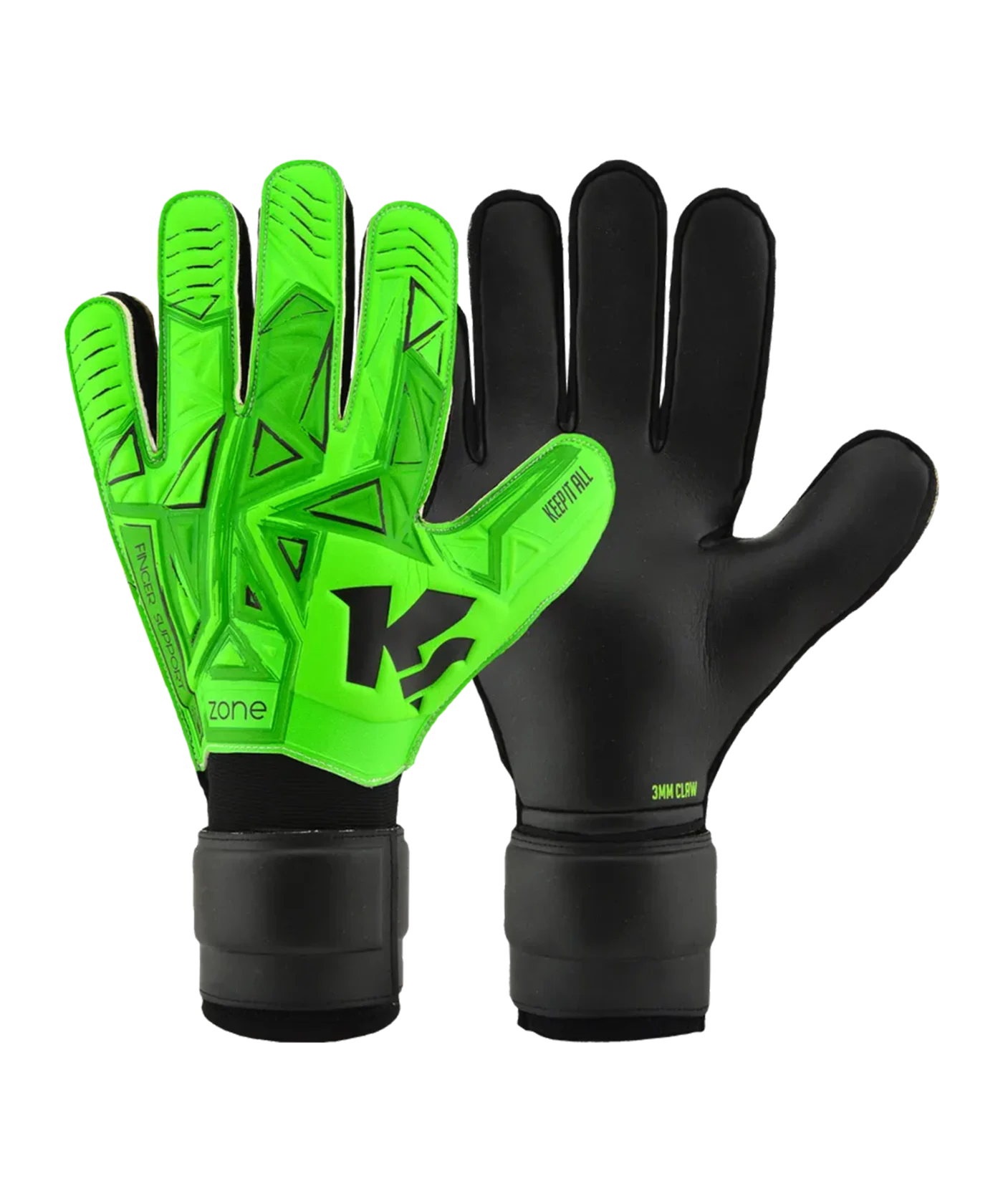 KEEPERsport Zone RC Finger Support TW-Handschuhe Schwarz Grün F557