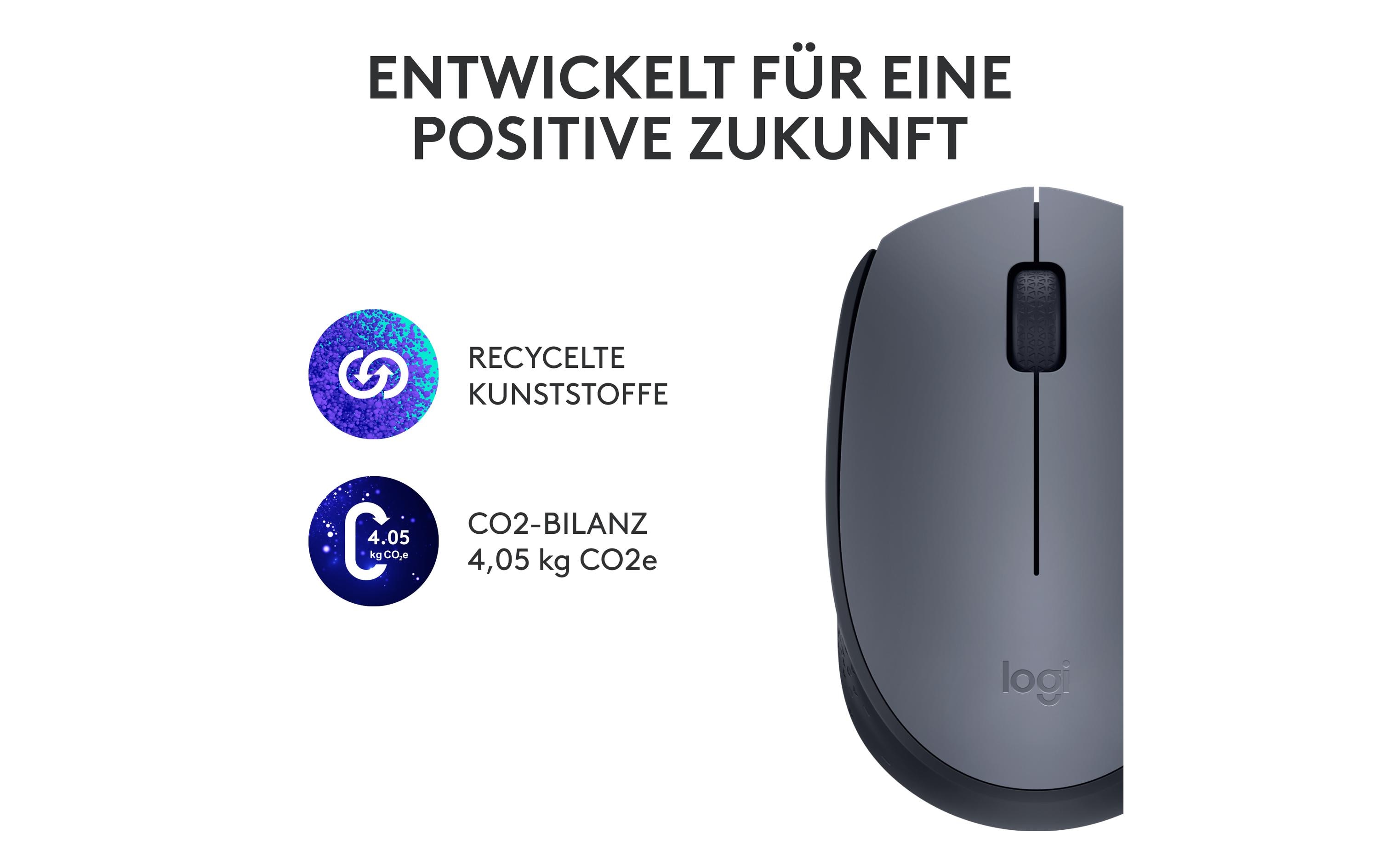 Maus M170 , kabellosKleine 3-Tasten-Wireless-Maus für Links- & Rechtshänder mit bis zu 12 Monaten Batterielaufzeit