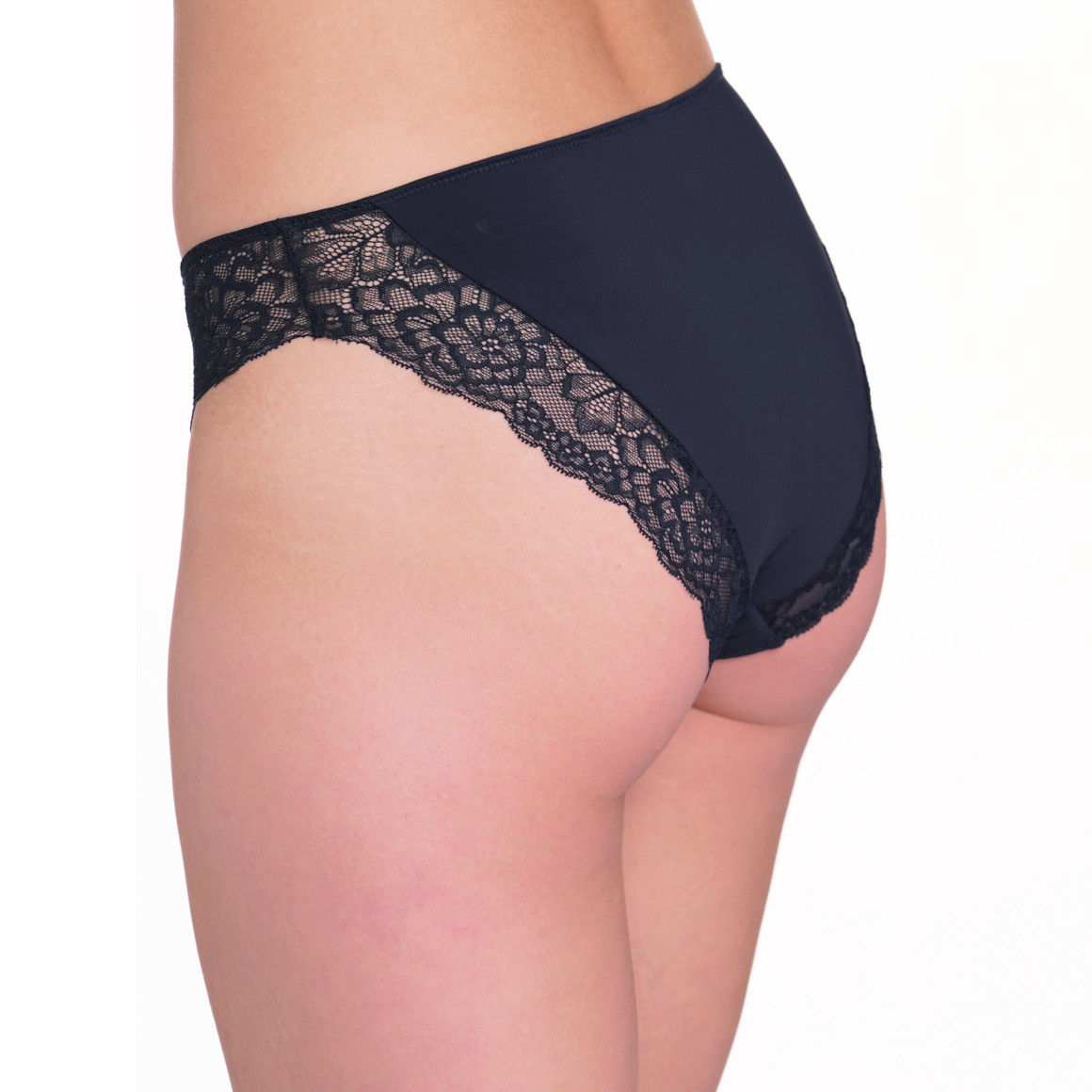 Damen Slip mit Spitze dunkelblau